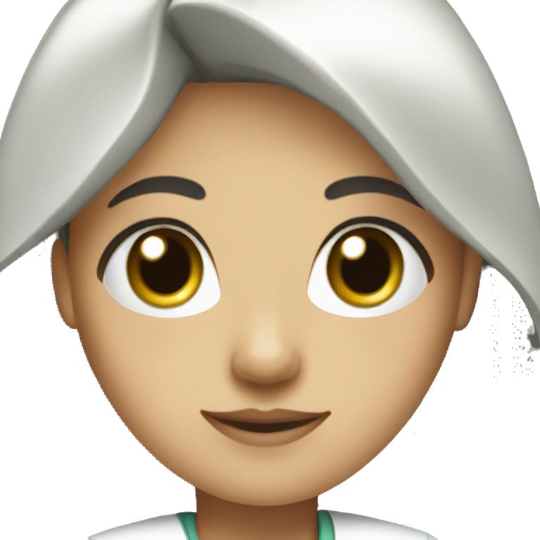 Nurse with long dark hair green eyes emoji