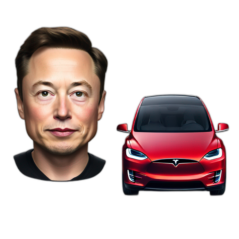 Elon Musk with a Tesla Model X emoji