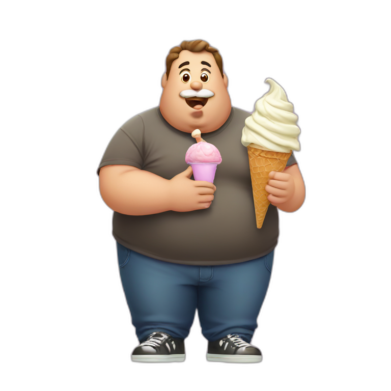 Fat man eating ice cream emoji