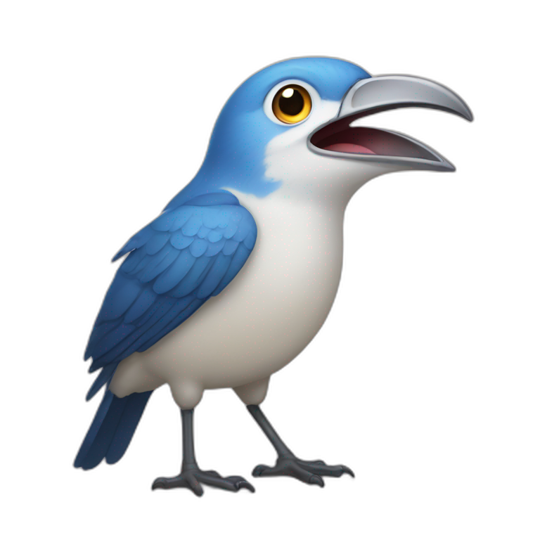 Bird with teeth in its beak emoji