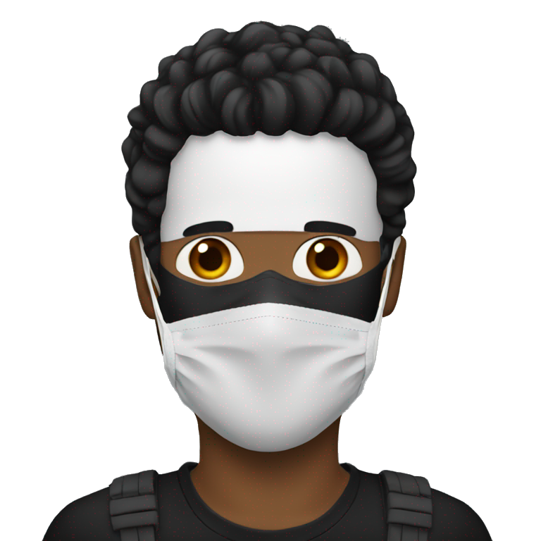 Man hair black wear mask black  emoji