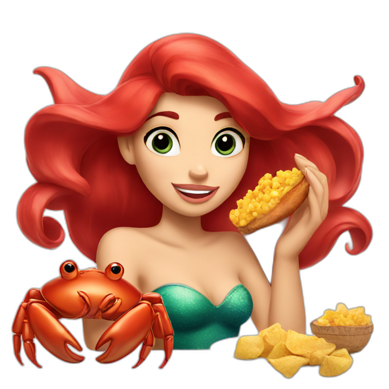Disney Ariel eat crab emoji
