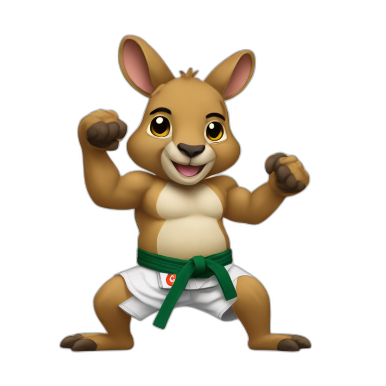 buff kangaroo doing Brazilian jiu-jitsu emoji