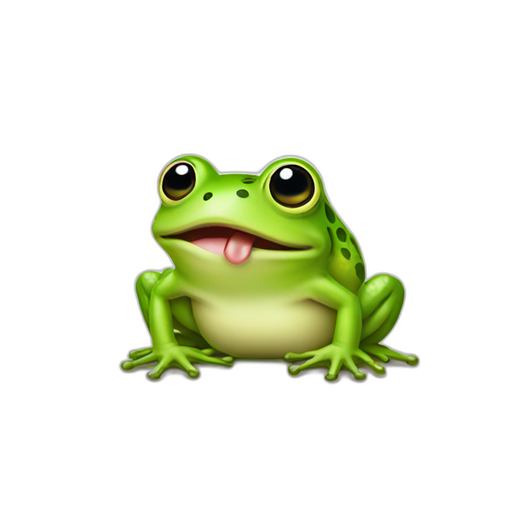 Frog with tab on tongue emoji