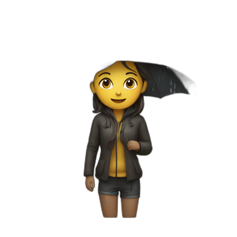 Oilskin girl under rain emoji