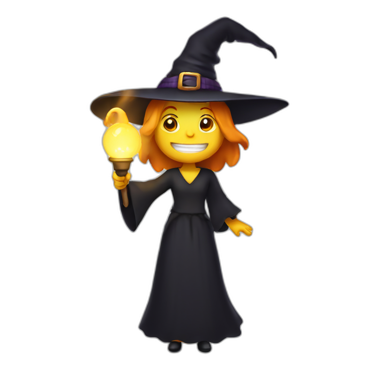 witch holding a light emoji