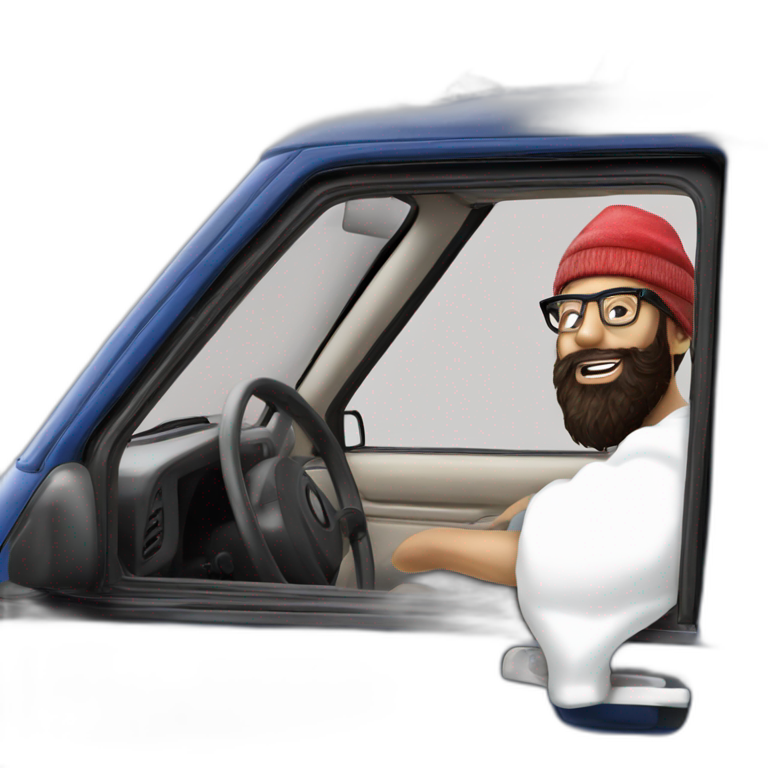 man in santa hat driving emoji