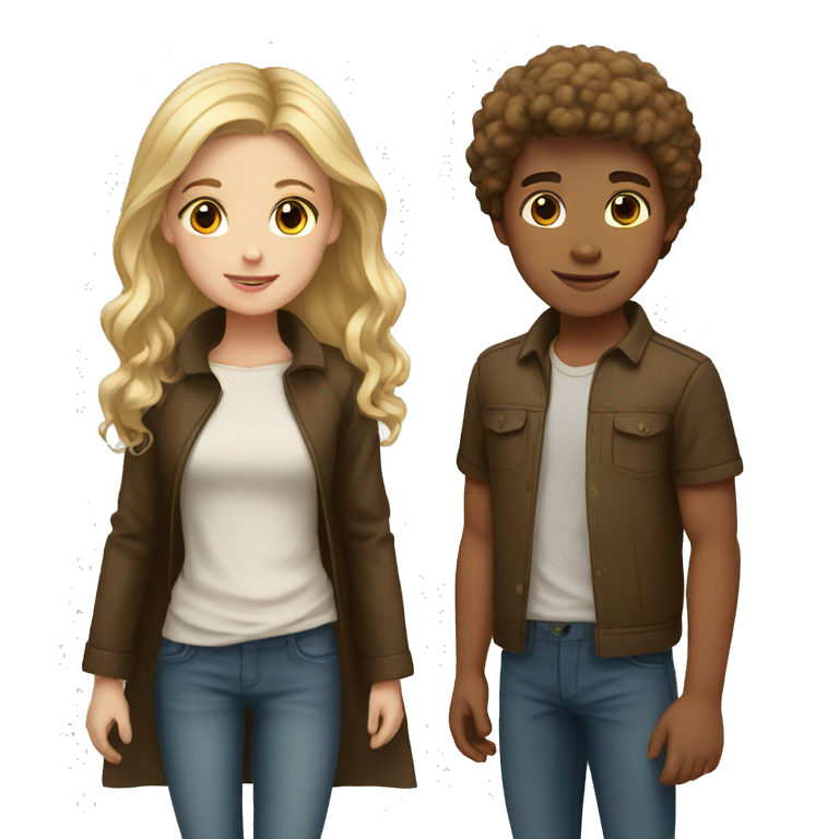 boy with blonde hair with girl with brown hair emoji