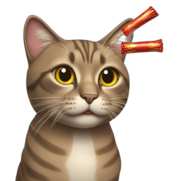 cat with firecrackers emoji