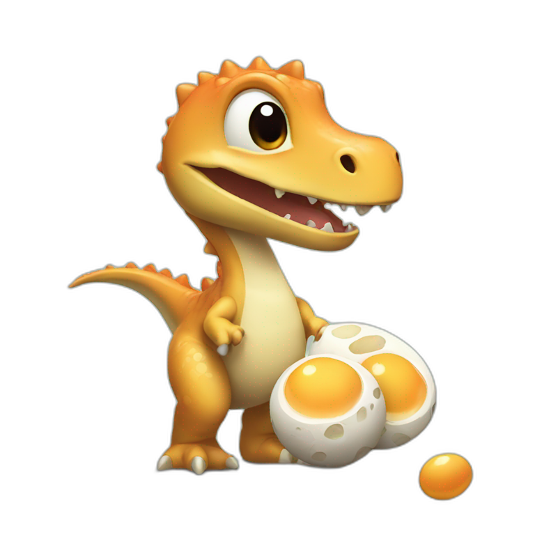 cute dino with dino eggs emoji