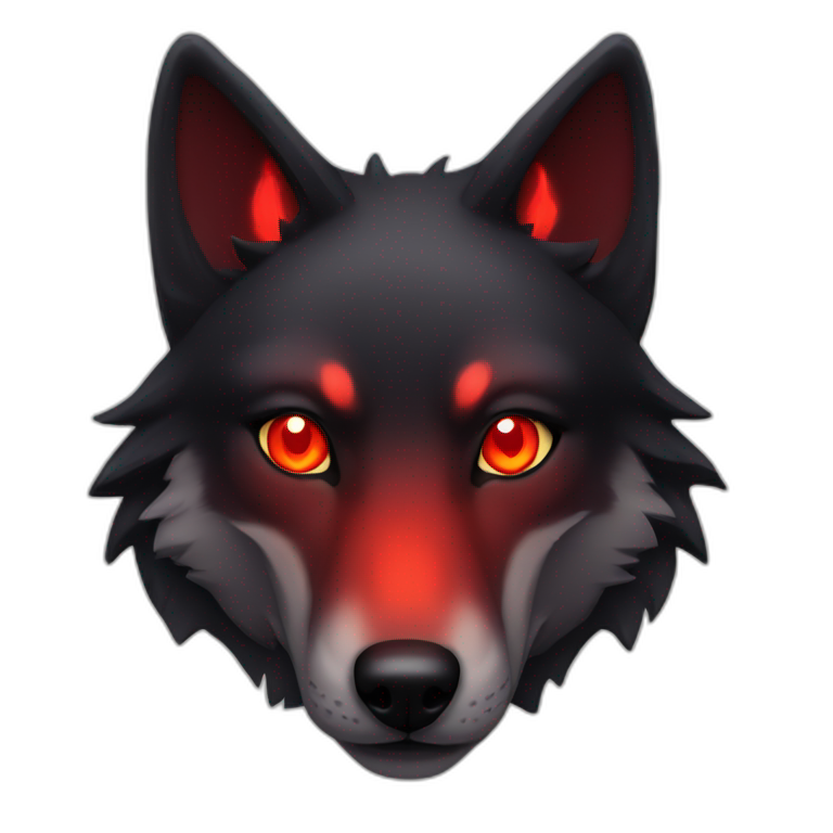 Red black wolf, red glowing eyes emoji