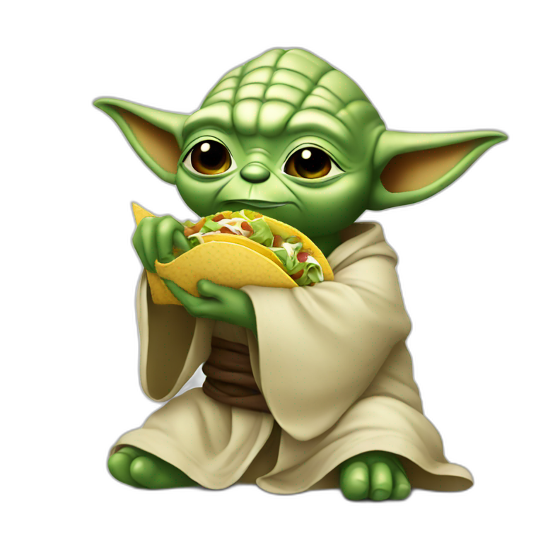 Yoda eating a tacos emoji