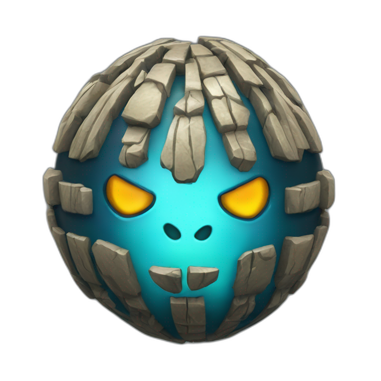 3d sphere with a cartoon beaming tripwire Guardian skin texture with dragon eyes emoji