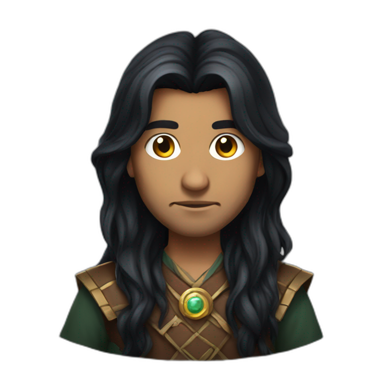 Long dark hair Indian dungeon master emoji