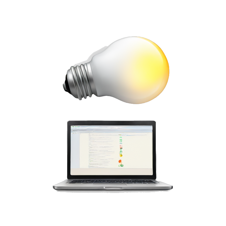 computer, light bulb, inspiration, concentration, creativity emoji