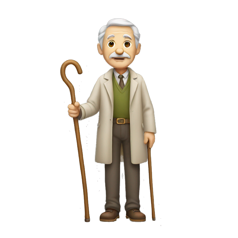 old man with cane facing forward emoji