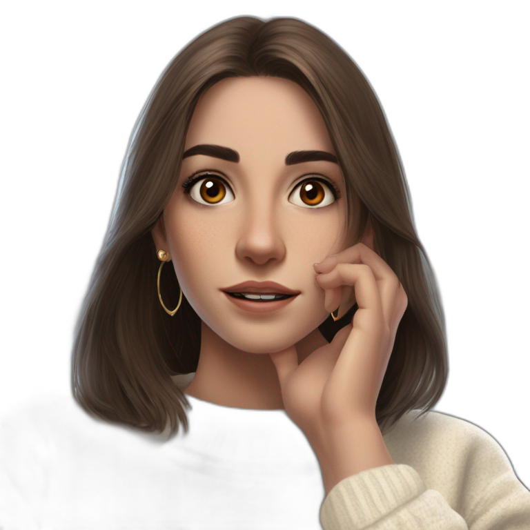brown-eyed girl in white sweater emoji