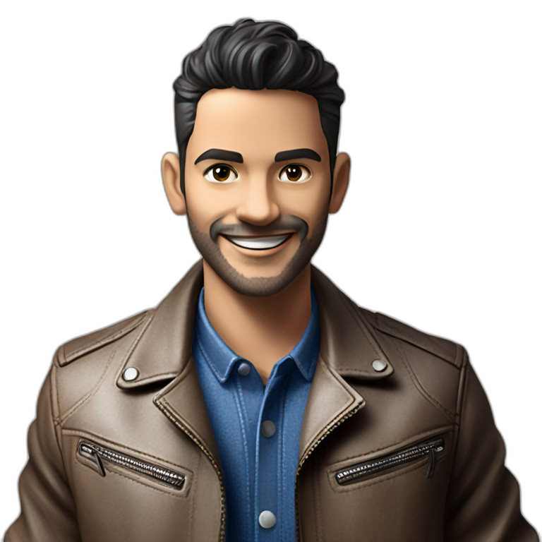 smiling black-haired solo in jacket emoji
