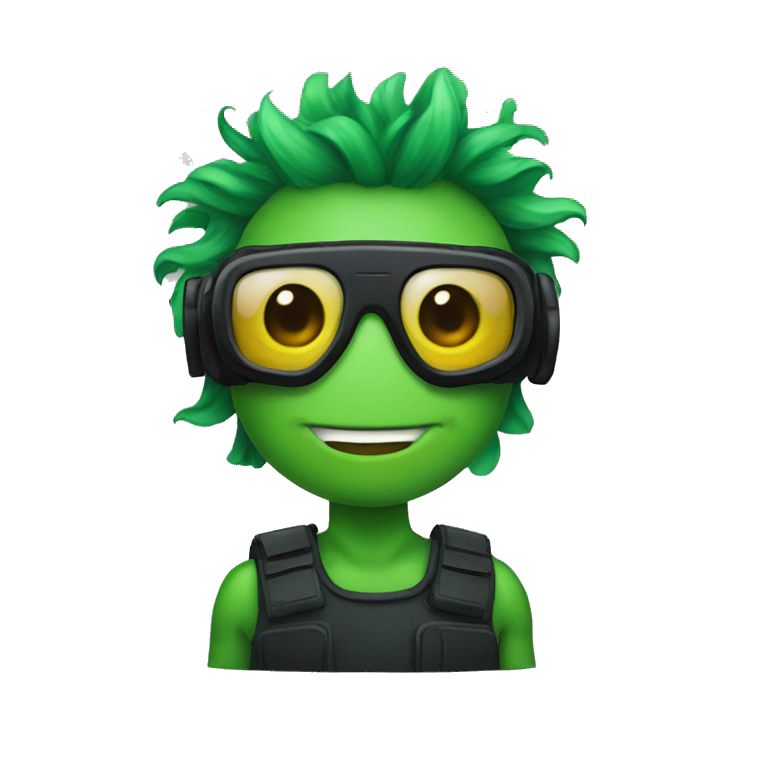 a green hair frogman emoji