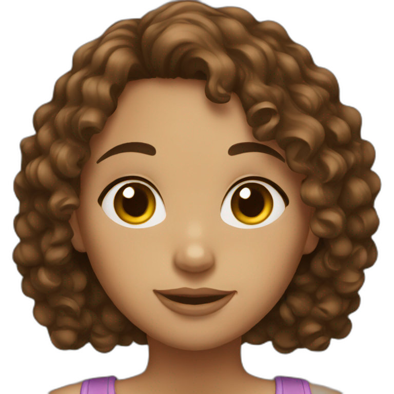 Girl brown hair curly emoji
