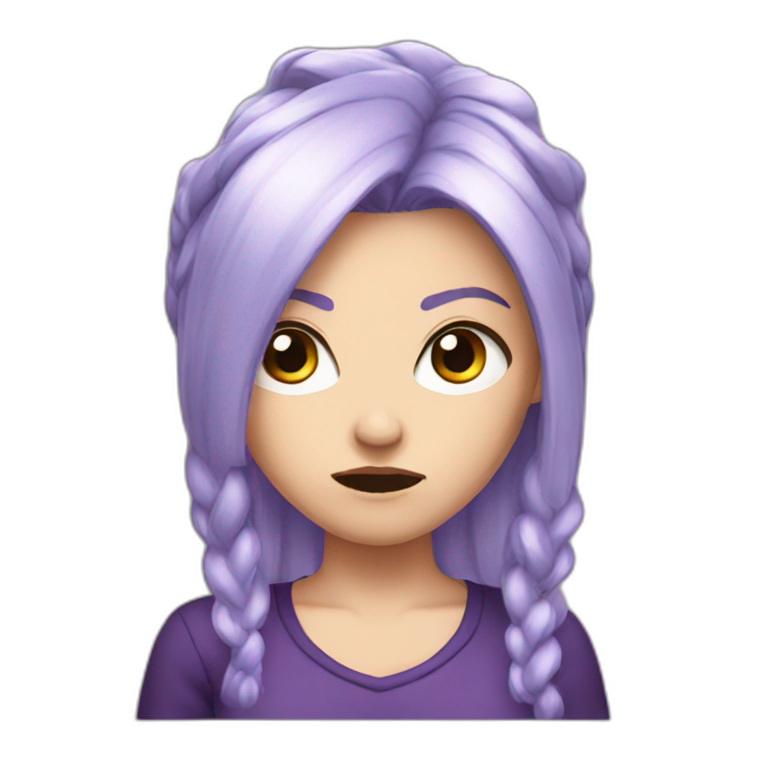 angry white girl purple hair emoji