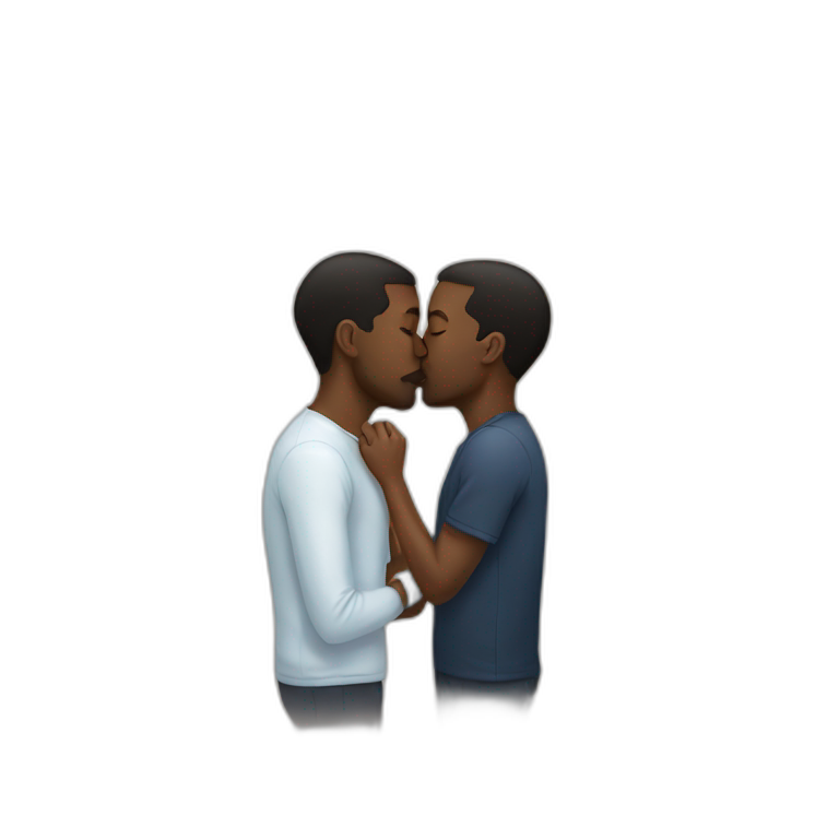 Black men kissing emoji