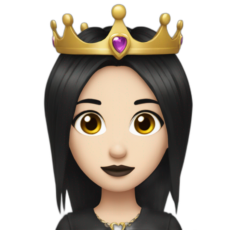 goth princess with crown black hair brown eyes  emoji