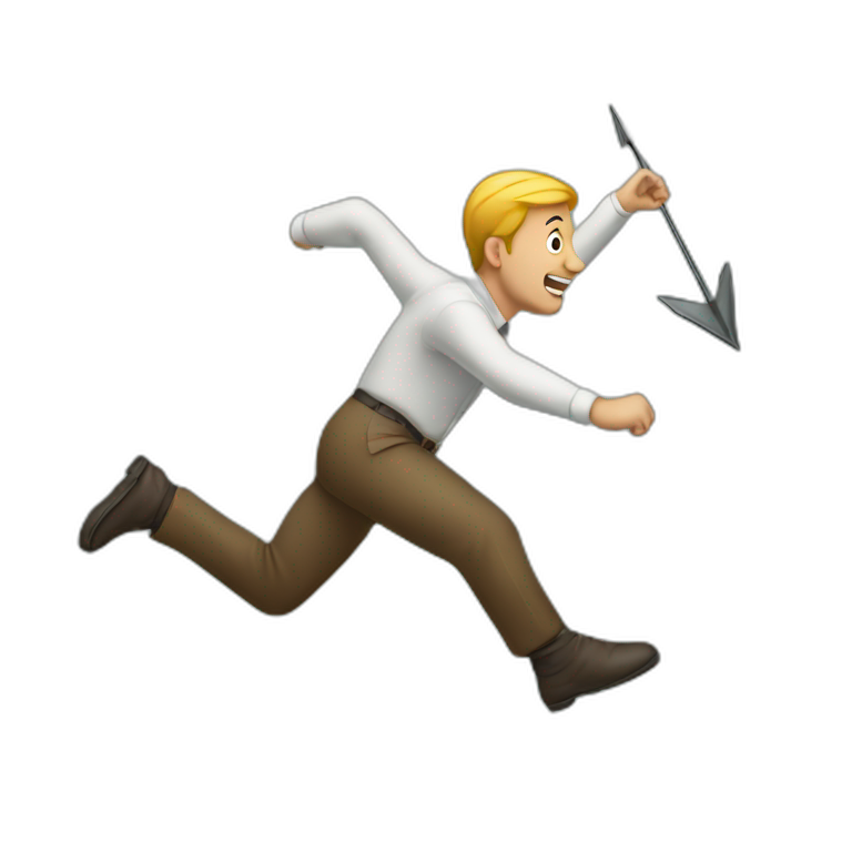 man jumping over curveed arrow facing right side emoji