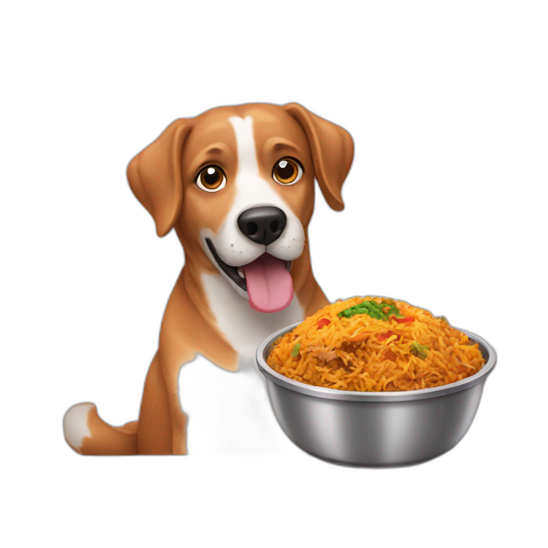Dog eating biryani emoji