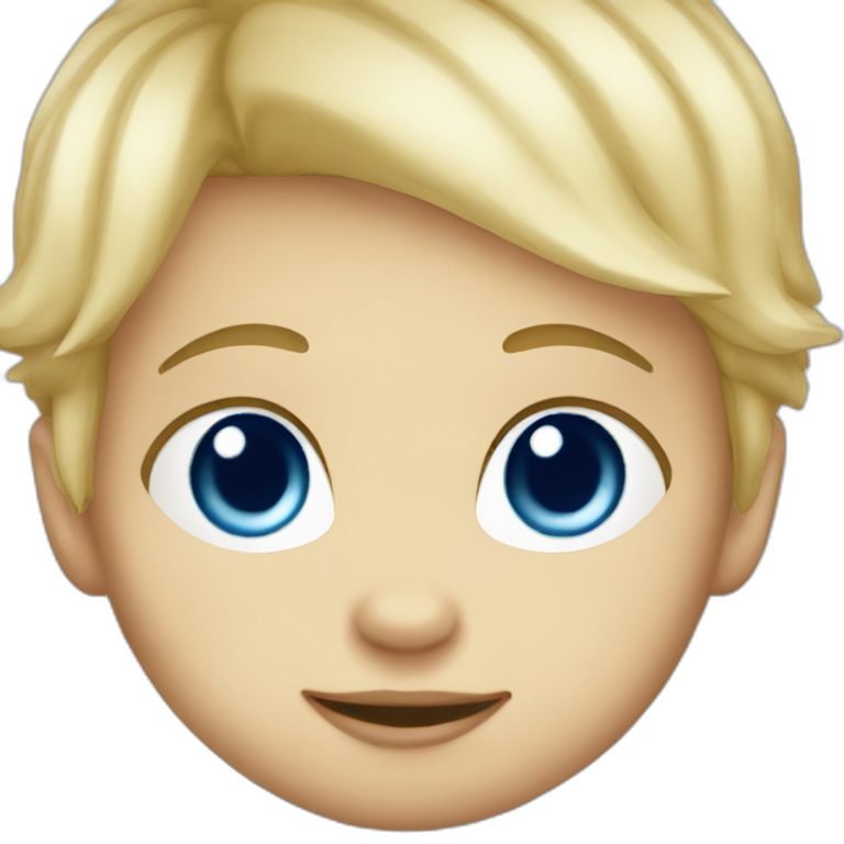 Blond Baby boy blue eyed with fox plush emoji