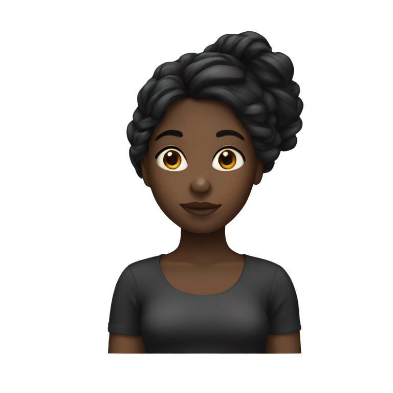 black girl with long dark hair emoji