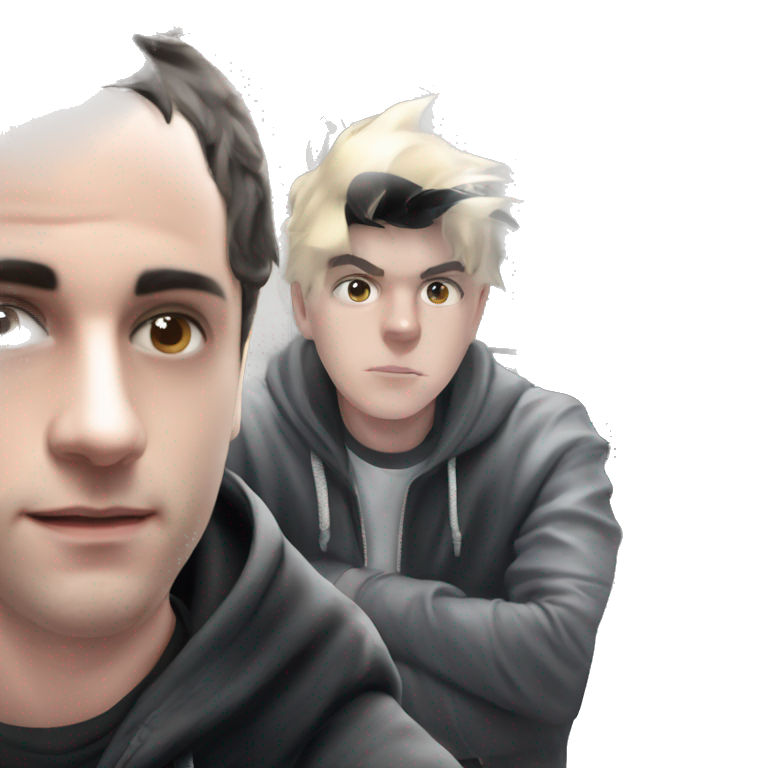 two boys indoors with hoods emoji