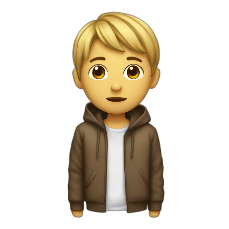 A boy wearing drip emoji