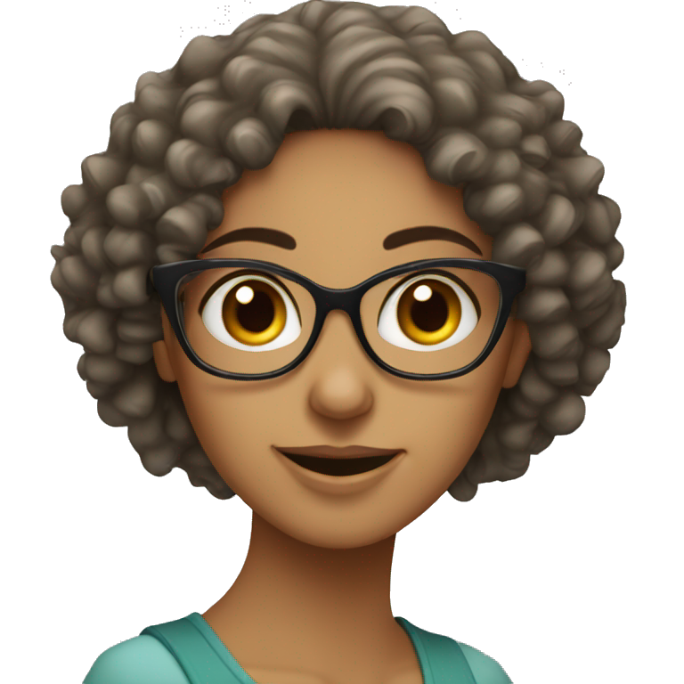 Curly haired Arab girl with glasses emoji