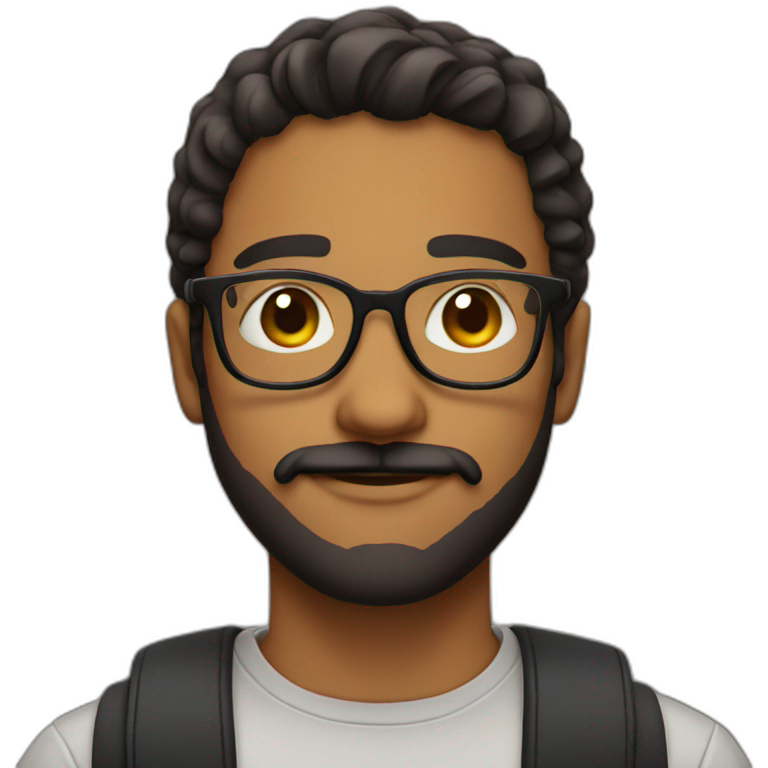 young brown man with glasses moustache and beard emoji