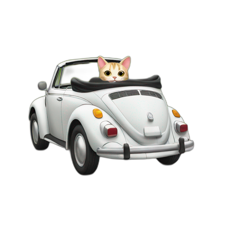 cat driving vw beetle emoji