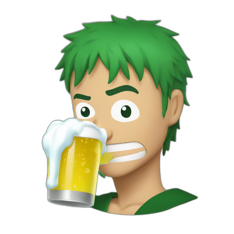Zoro drink a beer emoji