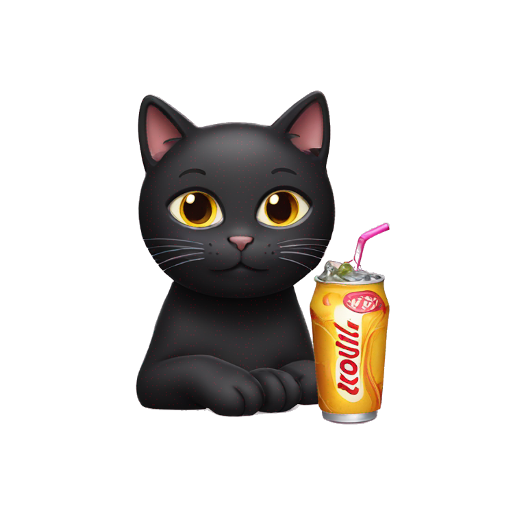 Black Cat drinking soda emoji