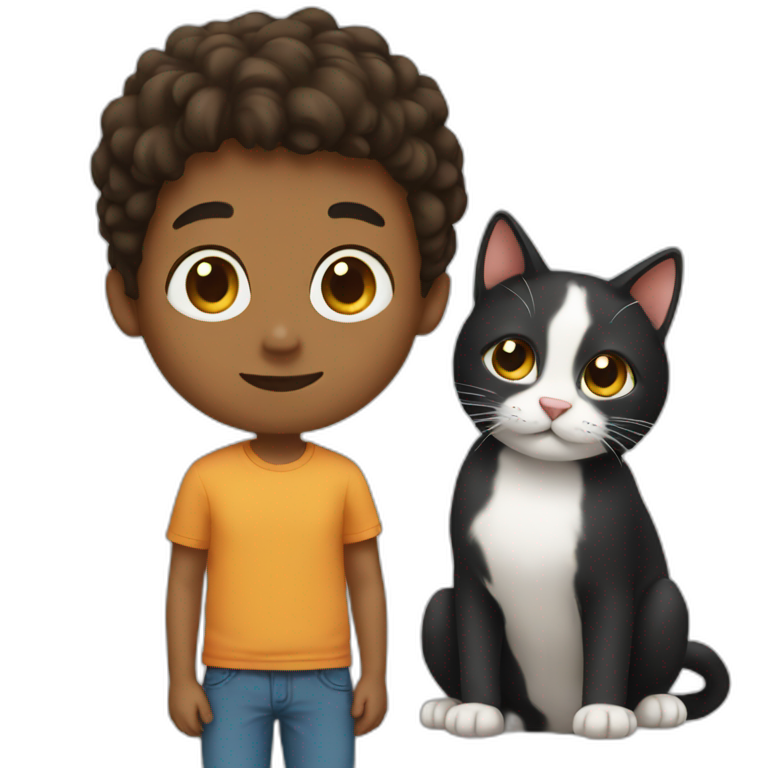 boy and  cat emoji