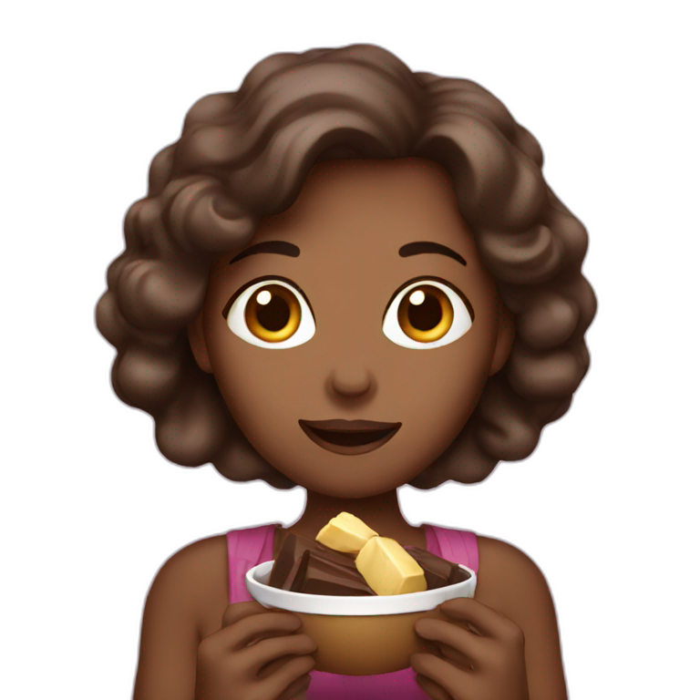 women eating chocolate emoji