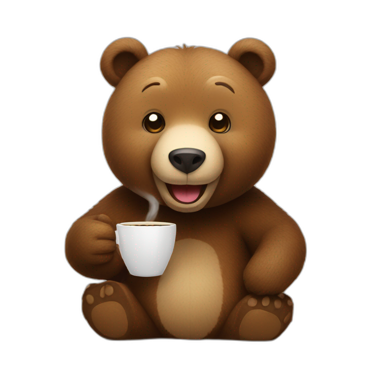 Happy Bear sipping coffee emoji