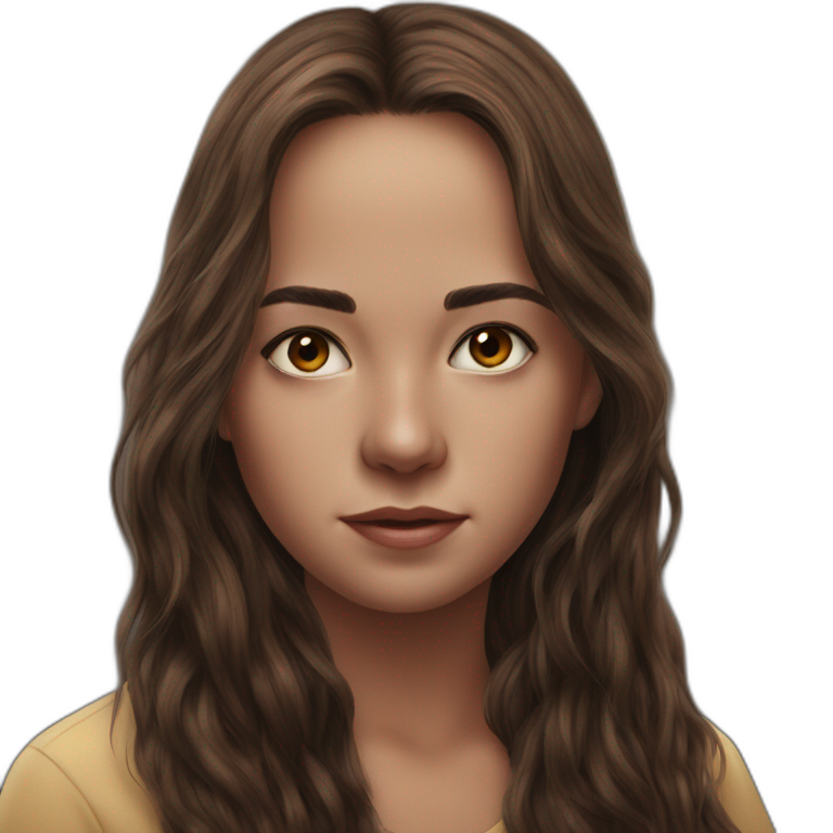 serene brown-haired portrait emoji
