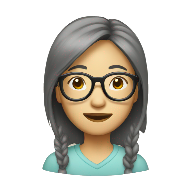 asian woman glasses old emoji