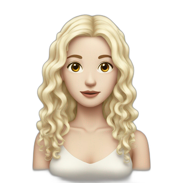 Very Thin pale woman very long black hair curly  emoji