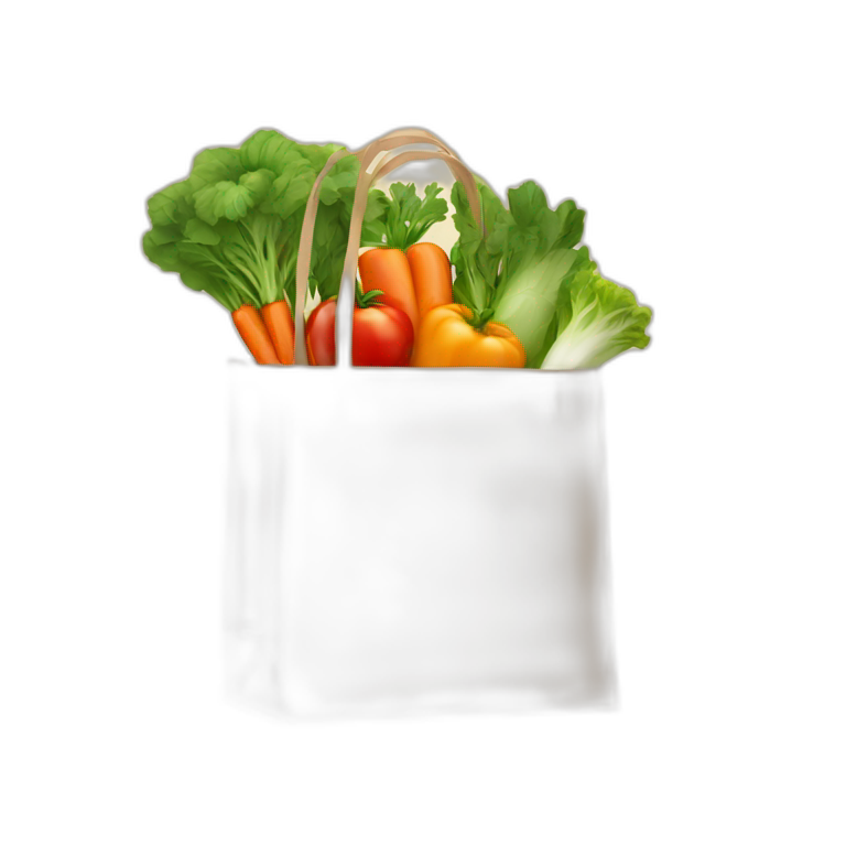 shopping bag with vegetables emoji