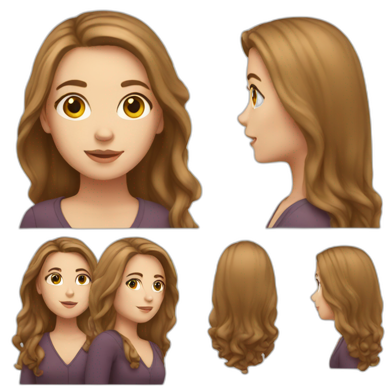 White girl, long brown hair emoji