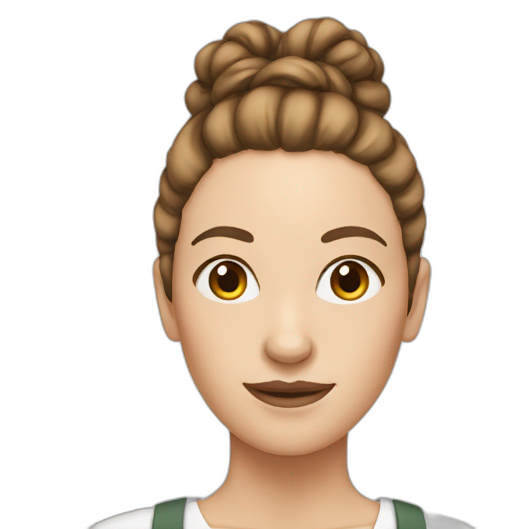 white women with brown hair tied in a bun emoji