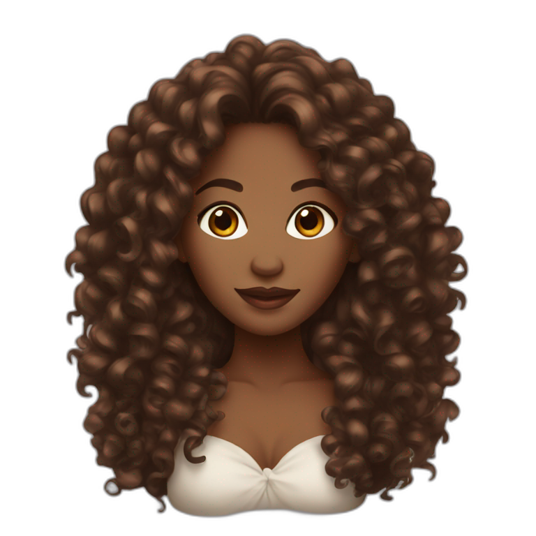 Beautiful black woman with long brown curls emoji