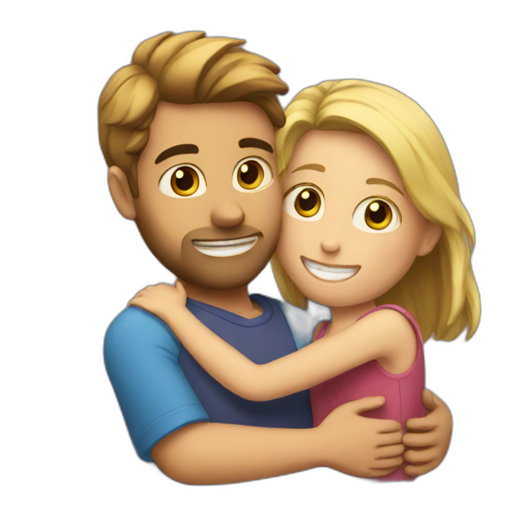 Girl and guy hugging emoji