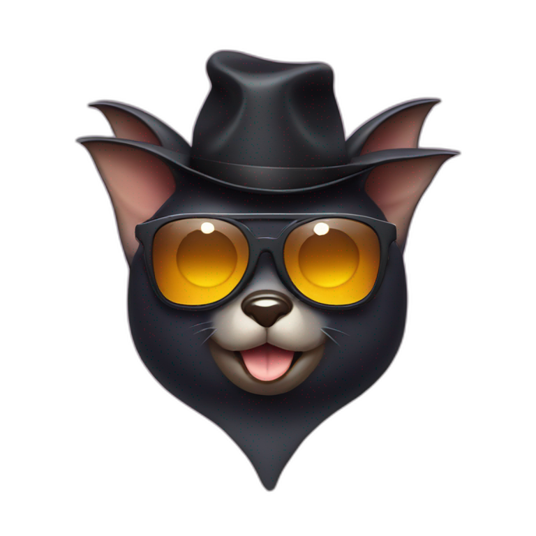 Bat with sunglasses and a hat emoji